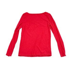 GAP Women’s Vibrant Red Boatneck 100% Cotton Slub Knit Long Sleeve Tee